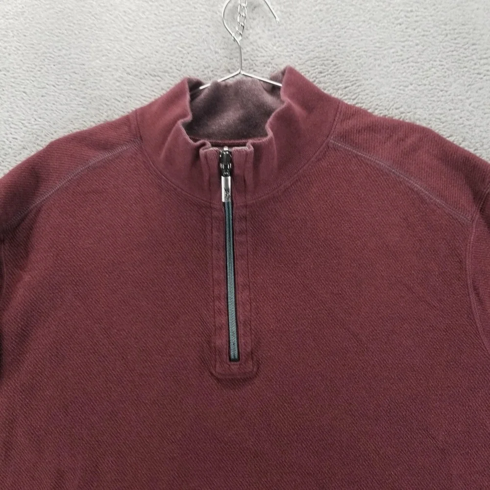 Tommy Bahama Sweater Mens 2XL Red‎ Reversible Quarter Zip Mock Neck Pullover